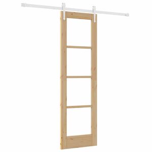 vidaXL Schuifdeur 61 x 198,5 cm Massief grenenhout en glas Naturel