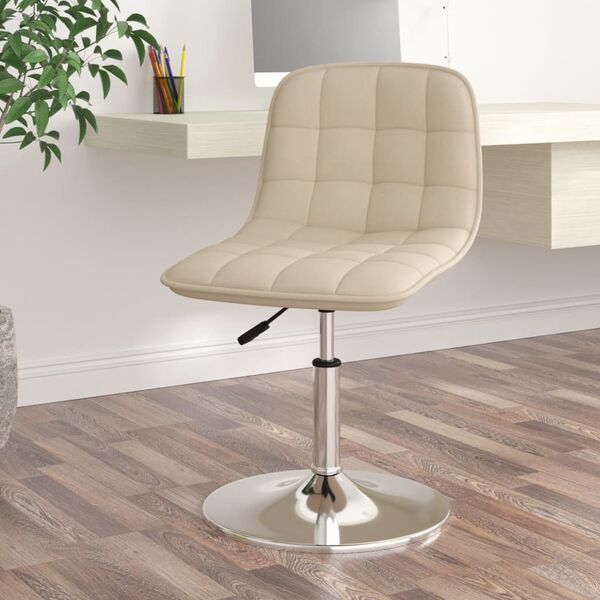 vidaXL Eetkamerstoel draaibaar stof cr&egrave;mekleurig