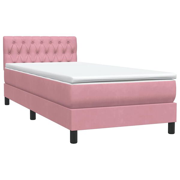 vidaXL Boxspring met matras fluweel roze 80x220 cm