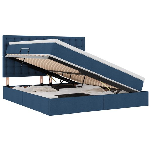 vidaXL Opbergbed met LED met matras Blauw 180 x 200 cm Polyester