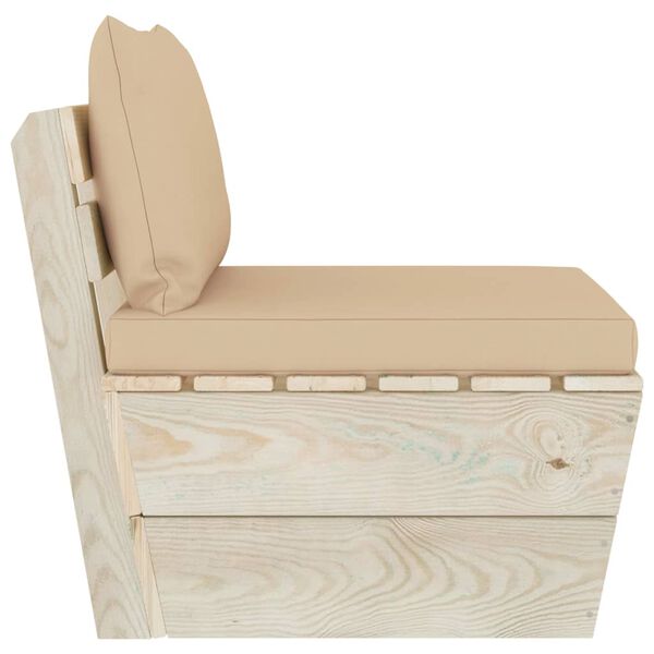 vidaXL Tuinmiddenbank met kussens pallet geïmpregneerd vurenhout