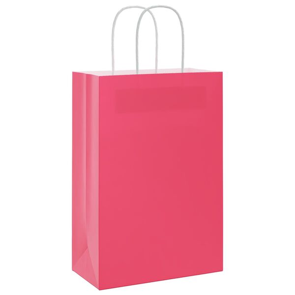 vidaXL Papieren zakjes 50 st met hengsels 21x11x31 cm roze