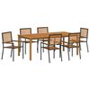 vidaXL Tuin eettafelset 7 pcs Zwart Massief Acaciahout