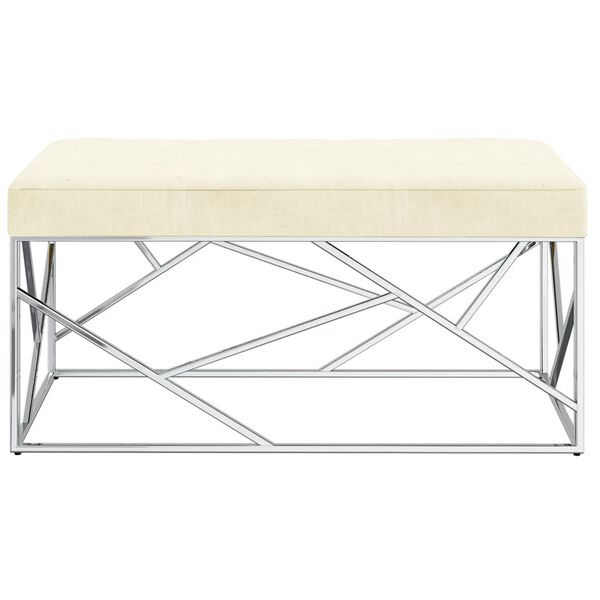 vidaXL Bankje 97 cm fluweel en roestvrij staal cr&egrave;mekleurig