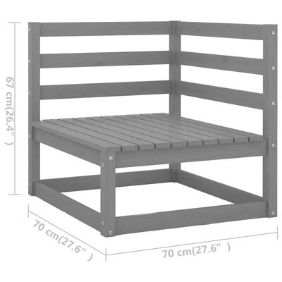 vidaXL 10-delige Loungeset met kussens massief grenenhout grijs