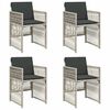vidaXL Tuinstoelen 4 st met kussens poly rattan lichtgrijs