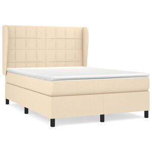 vidaXL Boxspring met matras stof cr&egrave;mekleurig 140x190 cm
