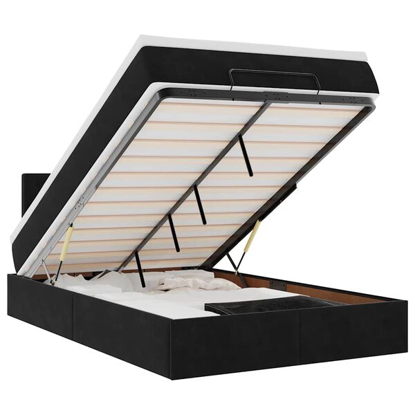 vidaXL Bed poef met matras en LED's 120x190 cm fluweel zwart