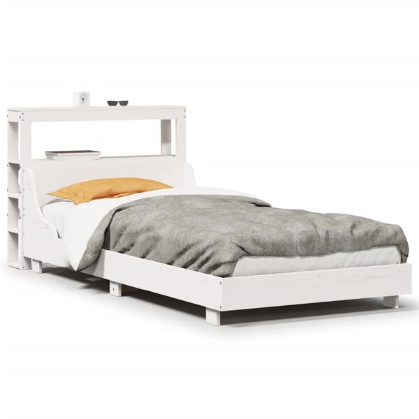 vidaXL Bedframe zonder matras massief grenenhout wit 90x200 cm