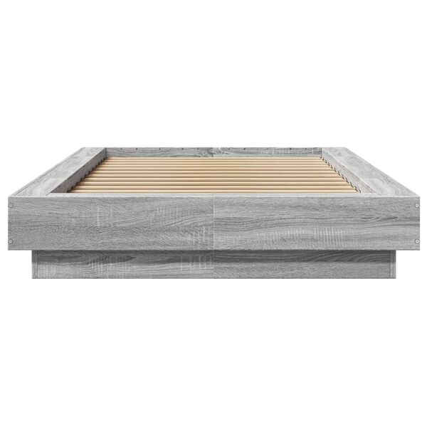 vidaXL Bedframe bewerkt hout grijs sonoma eikenkleurig 90x190 cm