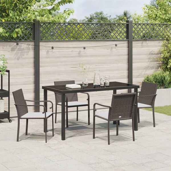 vidaXL Tuin eettafelset 5 pcs Bruin en zwart PE Rattan