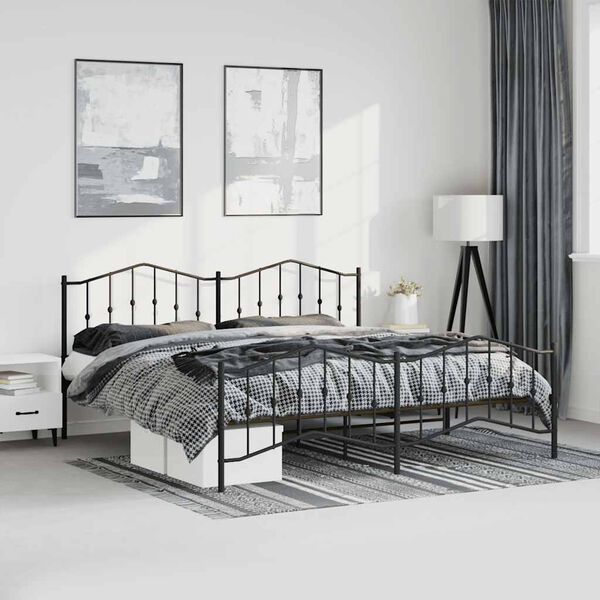 vidaXL Bedframe met hoofd- en voeteneinde&nbsp;metaal zwart 193x203 cm