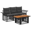 vidaXL Tuinbankenset 4 st Zwart en Donkergrijs poly rattan