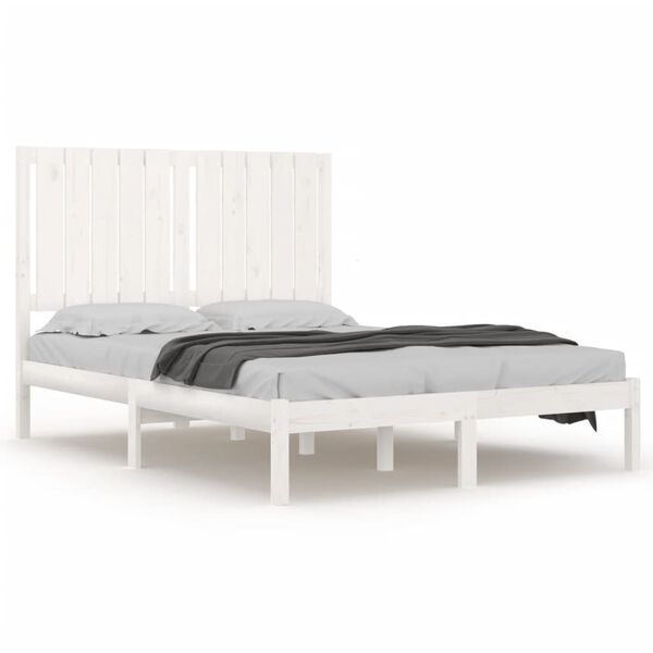 vidaXL Bedframe zonder matras massief grenenhout wit 120x200 cm