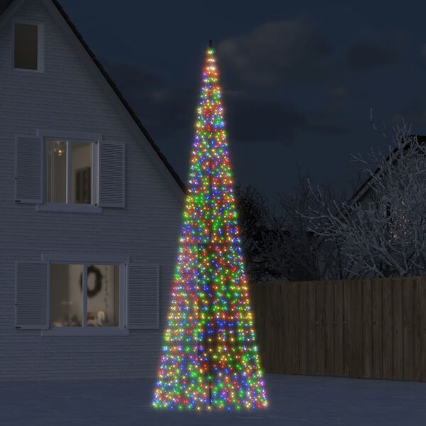 vidaXL LED-kerstboom aan vlaggenmast 1534 LEDs kleurrijk 500 cm