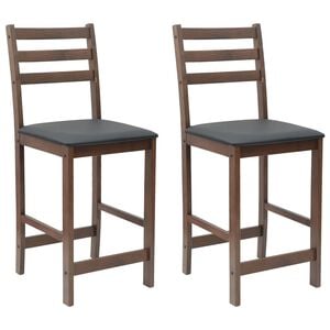 vidaXL Eettafelstoelen 2 st Massief Rubberhout Licht Bruin