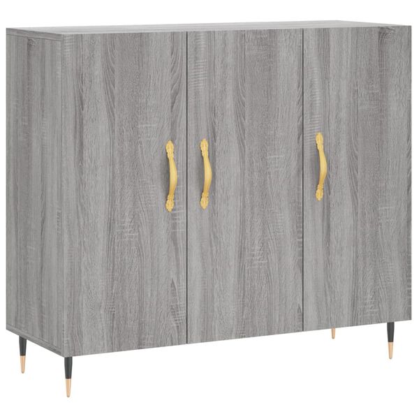 vidaXL Dressoir 90x34x80 cm bewerkt hout grijs sonoma eikenkleurig