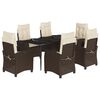 vidaXL 7-delige Tuinset met kussens poly rattan bruin