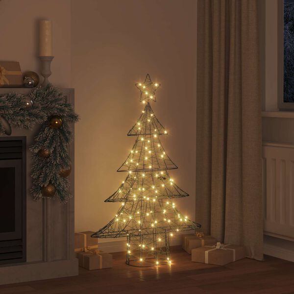 vidaXL Kerstboom met 120 LED Warmwit 120 cm Rattan