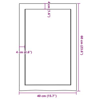 vidaXL Wastafelblad 40x60x(2-6) cm onbehandeld massief hout