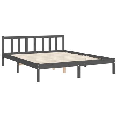 vidaXL Bedframe met hoofdbord massief hout grijs