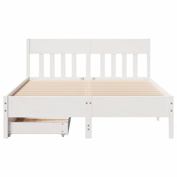 vidaXL Bedframe zonder matras massief grenenhout wit 120x190 cm