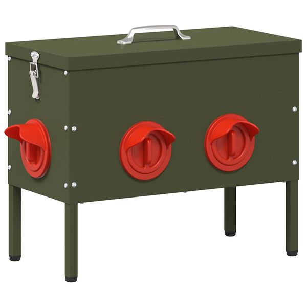 vidaXL Kip voerbak Olijf Groen 41,5 x 20,5 x 33 cm Koudgewalst Staal