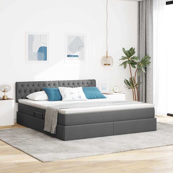 vidaXL Opbergbed met matras Donkergrijs 180 x 200 cm Bewerkt hout