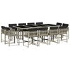 vidaXL 13-delige Tuinset met kussens poly rattan lichtgrijs