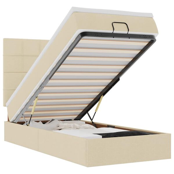 vidaXL Ottoman bed met matras en LED's 80x200cm stof cr&egrave;mekleurig