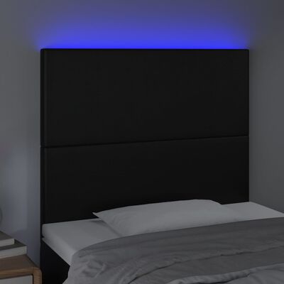 vidaXL Hoofdbord LED 80x5x118/128 cm kunstleer zwart