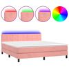 vidaXL Boxspring met matras en LED fluweel roze 160x200 cm