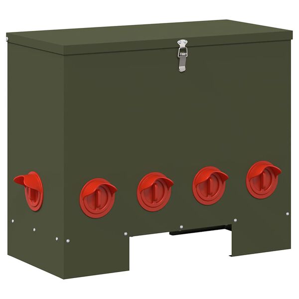 vidaXL Kip voerbak 2 pcs Olijf Groen 60,5 x 29 x 51 cm