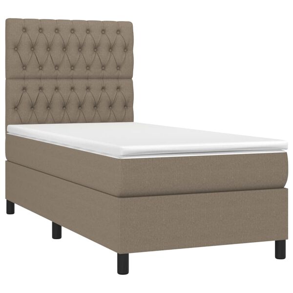 vidaXL Boxspring met matras en LED stof taupe 100x200 cm