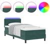 vidaXL LED Box Spring Bed met matras Donkergroen 90 x 190 cm Fluweel