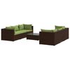 vidaXL 7-delige Loungeset met kussens poly rattan bruin