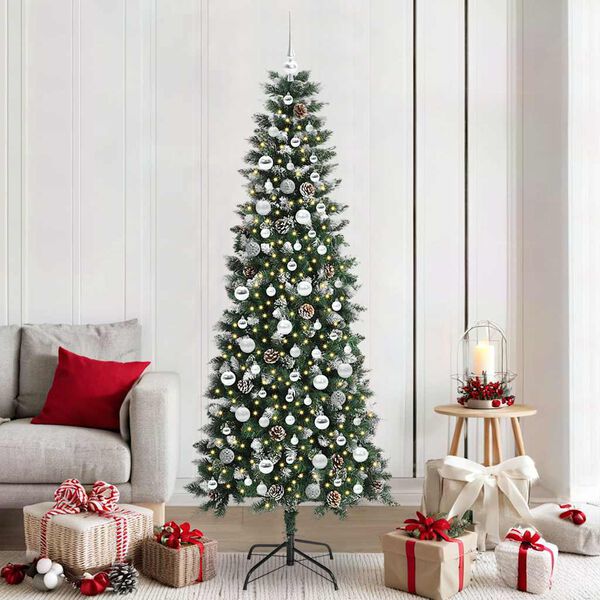 vidaXL Kunstkerstboom met 300 LED Groen 210 cm PVC en Plastic en Staal