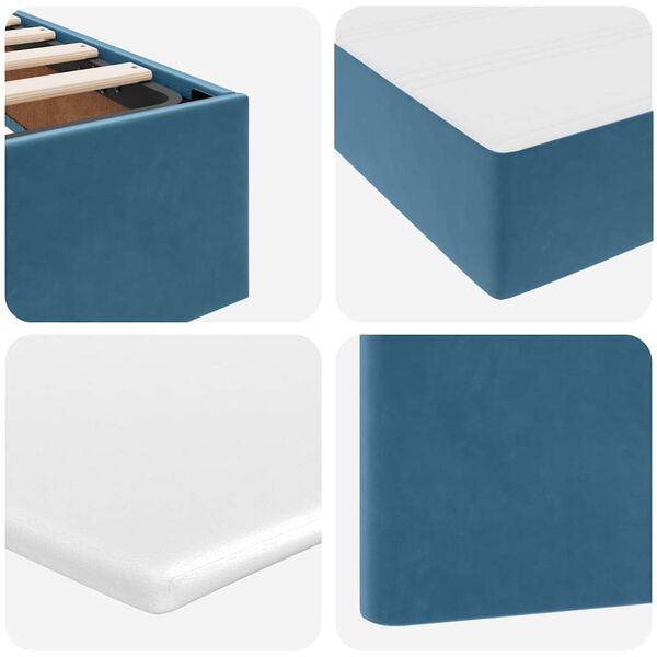 vidaXL Opbergbed met LED met matras Donkerblauw 200 x 200 cm Fluweel