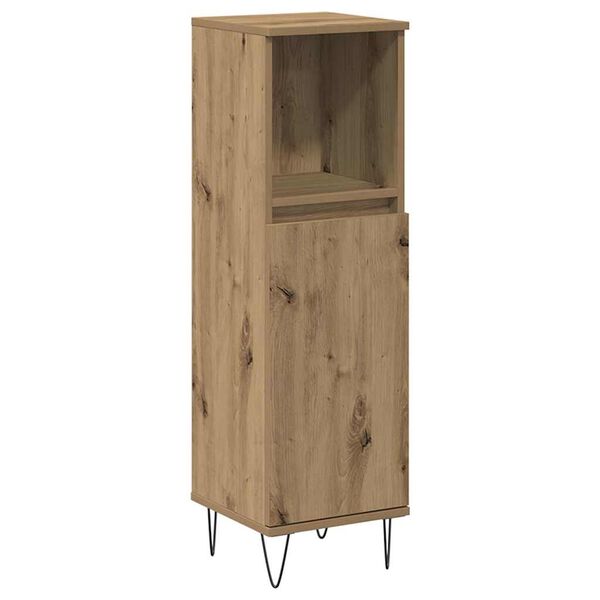 vidaXL Badkamerkast 30x30x100 cm bewerkt hout artisanaal eikenkleurig