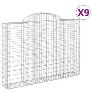 vidaXL Schanskorven 9 st gewelfd 200x30x140/160 cm ijzer