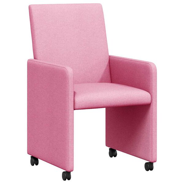 vidaXL Dining Stoelen met Wielen 2 pcs Roze 57 x 66 x 94 cm Stof