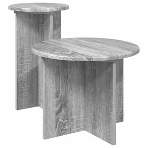 vidaXL Bijzettafelset met opslag 2 pcs Grijs sonoma Bewerkt hout