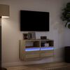 vidaXL Tv-wandmeubels met LED 2 st 41x31x45 cm sonoma eikenkleurig
