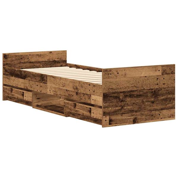 vidaXL Bedframe zonder matras bewerkt 90x200 cm bewerkt hout oud