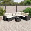 vidaXL 8-delige Loungeset met kussens poly rattan zwart