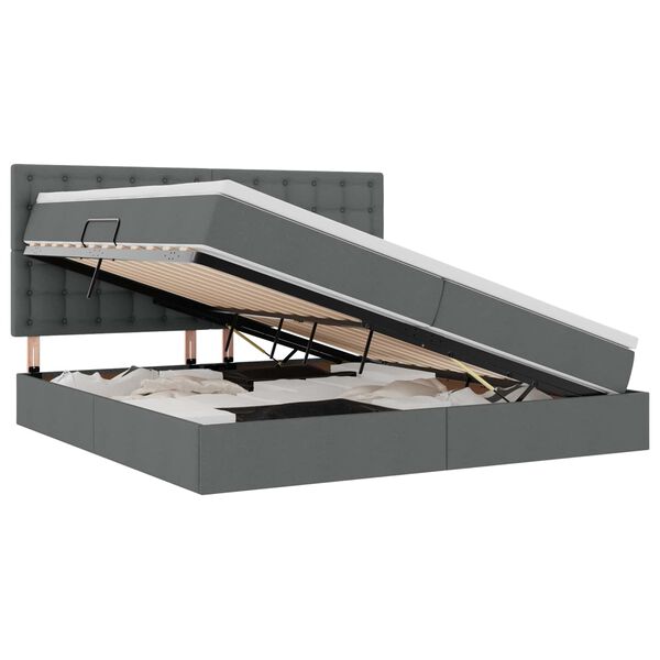 vidaXL Opslag bed met matras Donkergrijs 200 x 200 cm Polyester