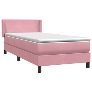 vidaXL Boxspring met matras fluweel roze 90x220 cm