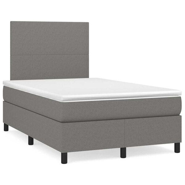 vidaXL Boxspring met matras en LED stof donkergrijs 120x190 cm