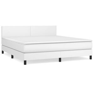 vidaXL Boxspring met matras kunstleer wit 180x200 cm