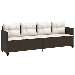 vidaXL Ligbed met kussens poly rattan bruin